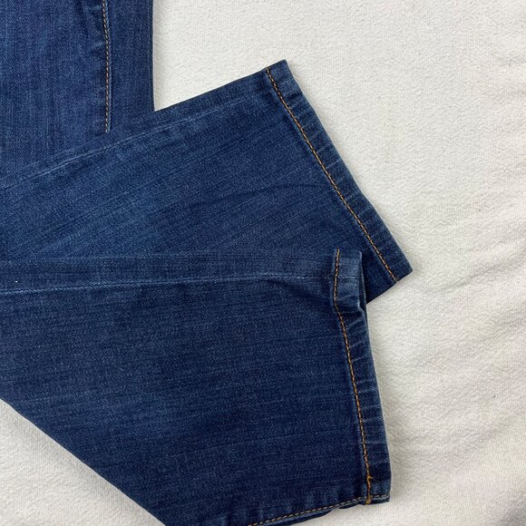 Anthropologie Pilcro Dark Wash Blue Jeans Sz 34 Stretch Denim Straight Mid-Rise - Picture 9 of 14